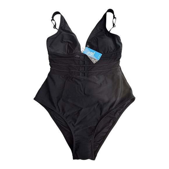 NEW Cupshe SWIMSUIT Women's LG 1PC Bathing Suit Tummy Control Mesh Adj. Straps - Picture 3 of 15